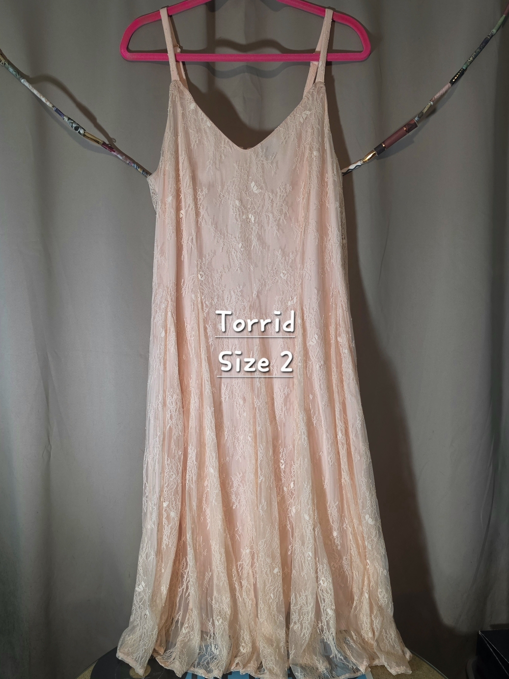 2X Torrid Blush Lace Slip Evening Dress - Gorgeous Soft Pink